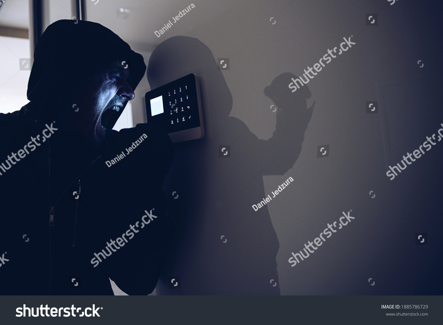 Burglar Breaks Into House Night Furious Stock Photo 1885786729 ...