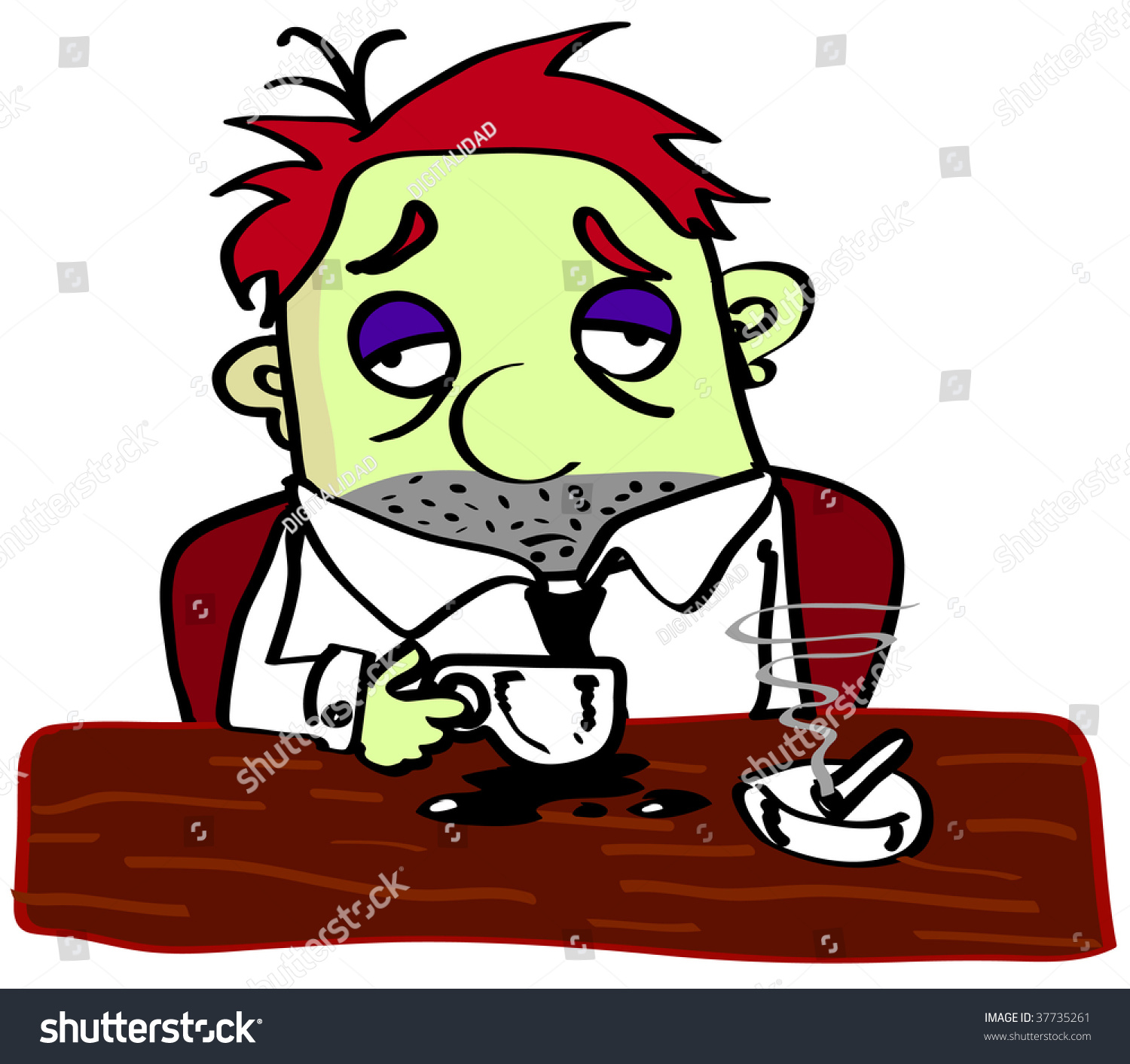 Business Man Trying Not Fall Asleep Stock Illustration 37735261 ...