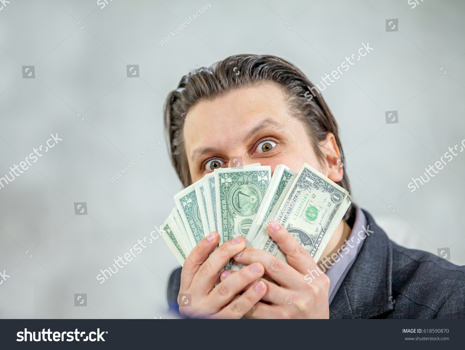 Businessman Has Lots Money His Hands Stock Photo 618590870 | Shutterstock