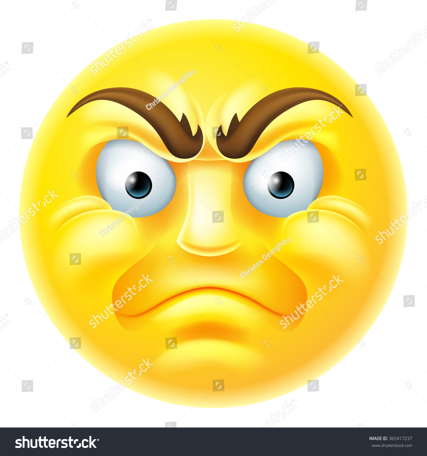 A Cartoon Emoji Emoticon Icon Looking Very Angry Or Furious Stock Photo ...