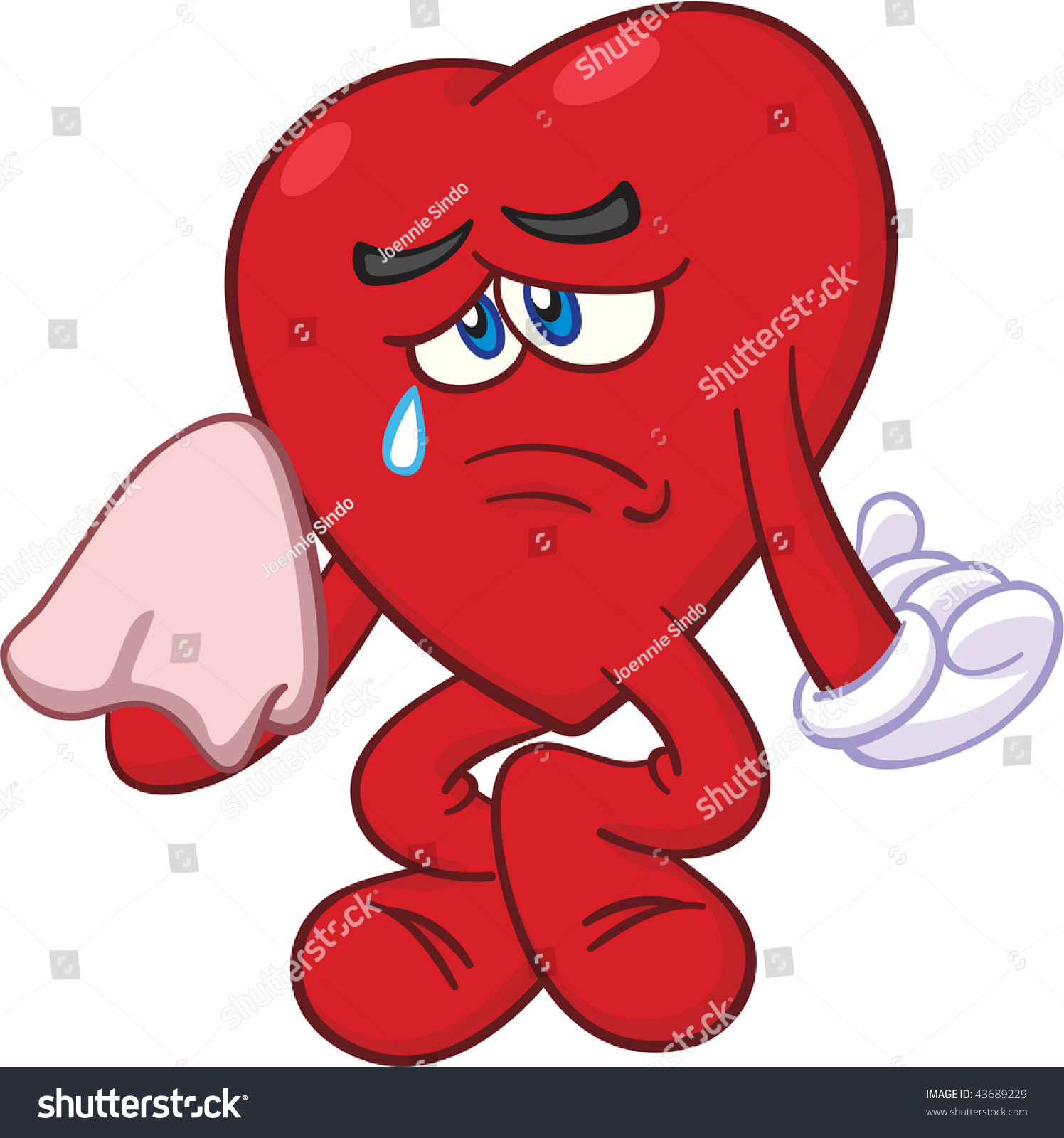 Cartoon Illustration Heart Mascot Crying Useful Stock Illustration ...