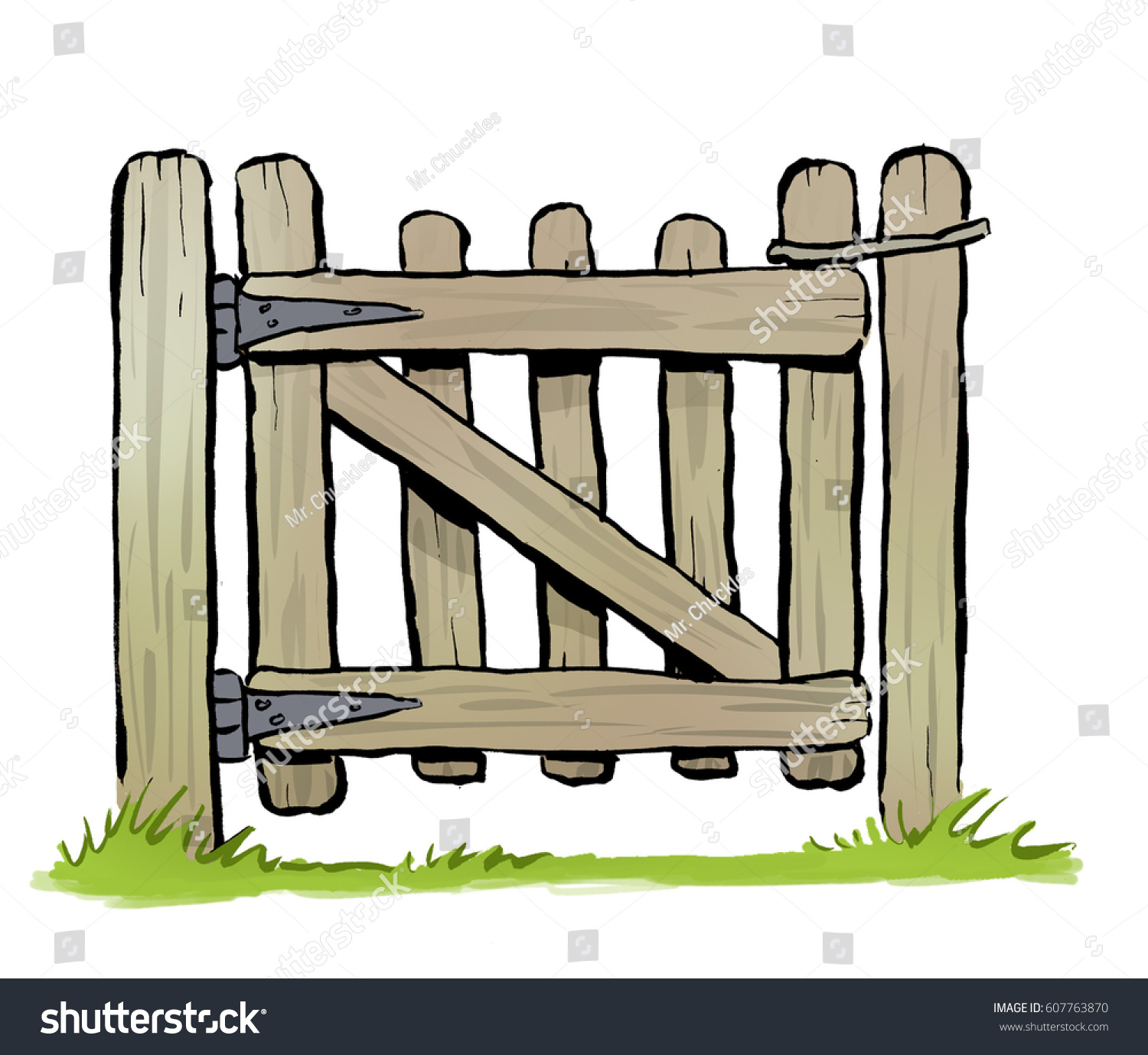 Cartoon Illustration Rustic Wooden Garden Gate Stock Illustration 607763870 Shutterstock