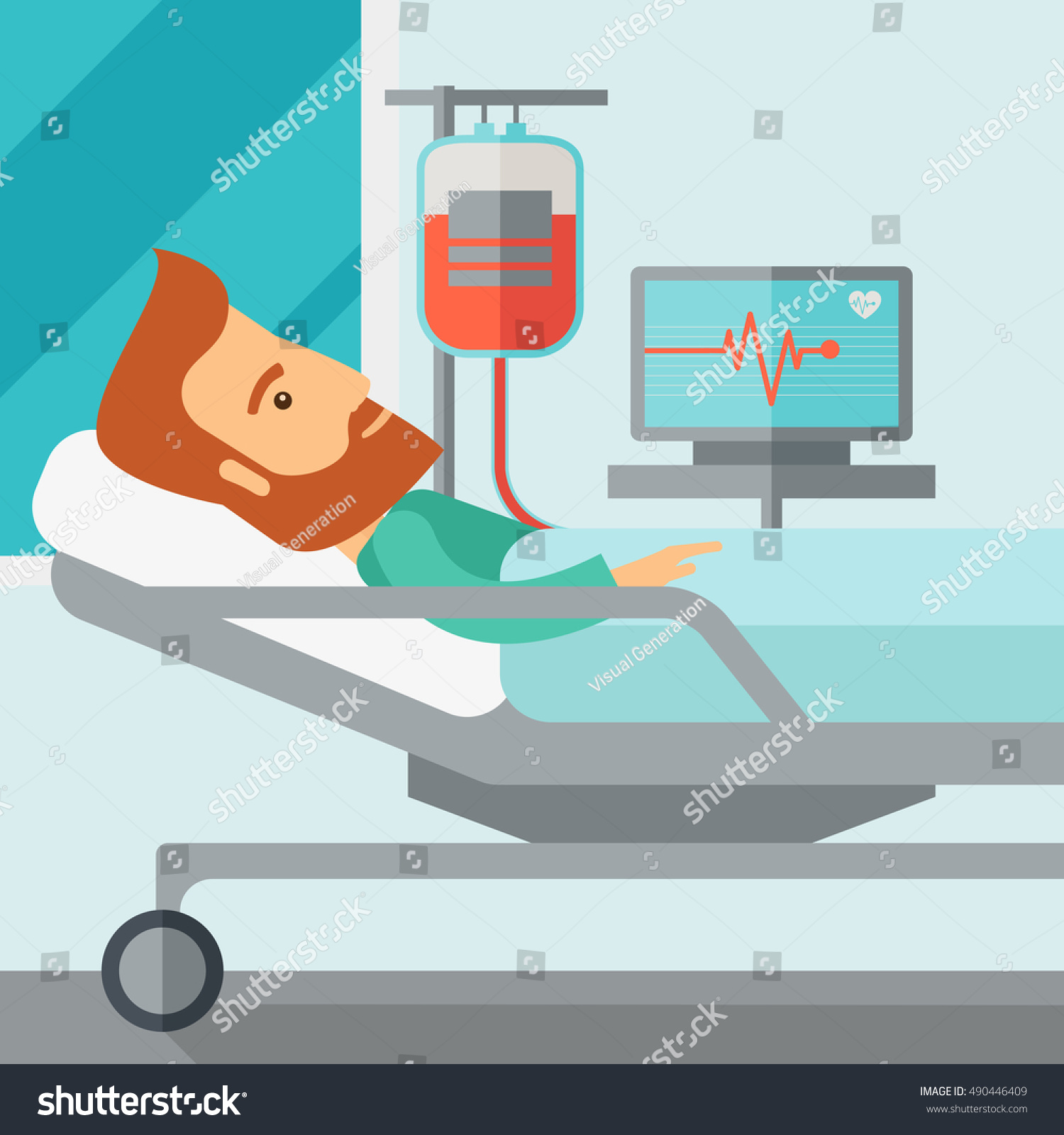 Caucasian Patient Hospital Bed Having Blood Stock Illustration ...