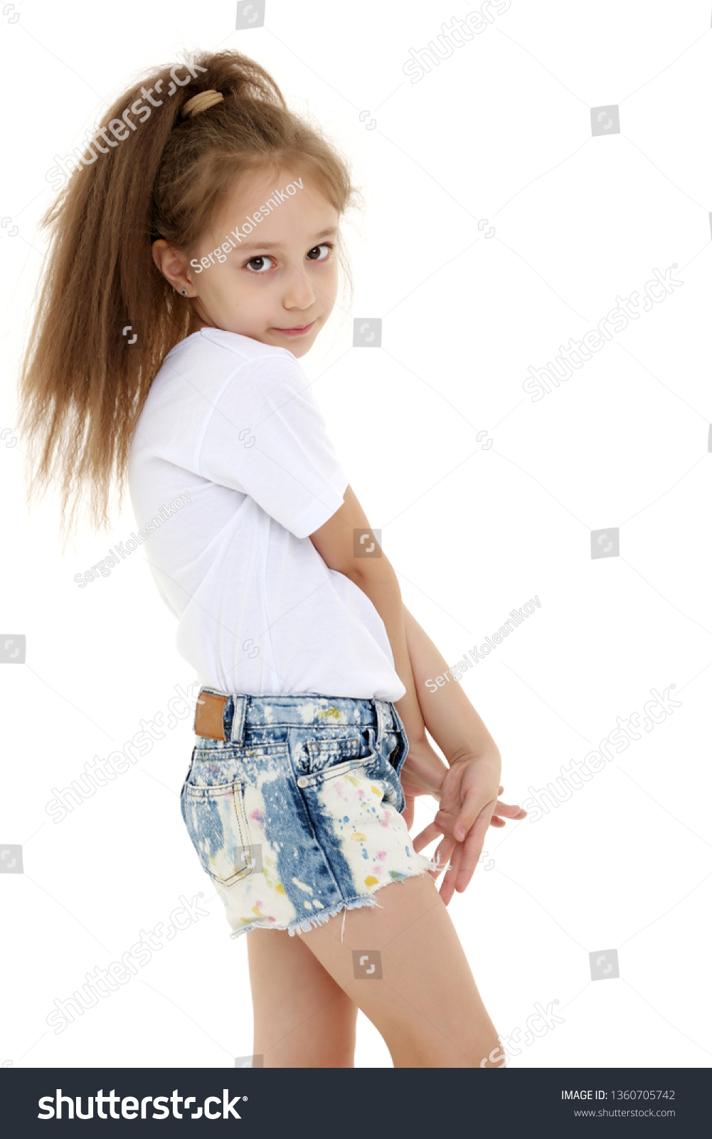 Charming Little Girl Short Shorts Pure Stock Photo (Edit Now) 1360705742