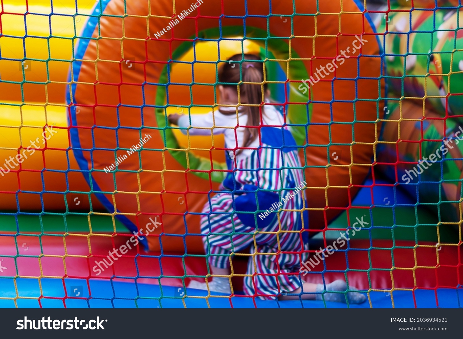 Child On Colorful Trampoline Happy Little Stock Photo (Edit Now ...