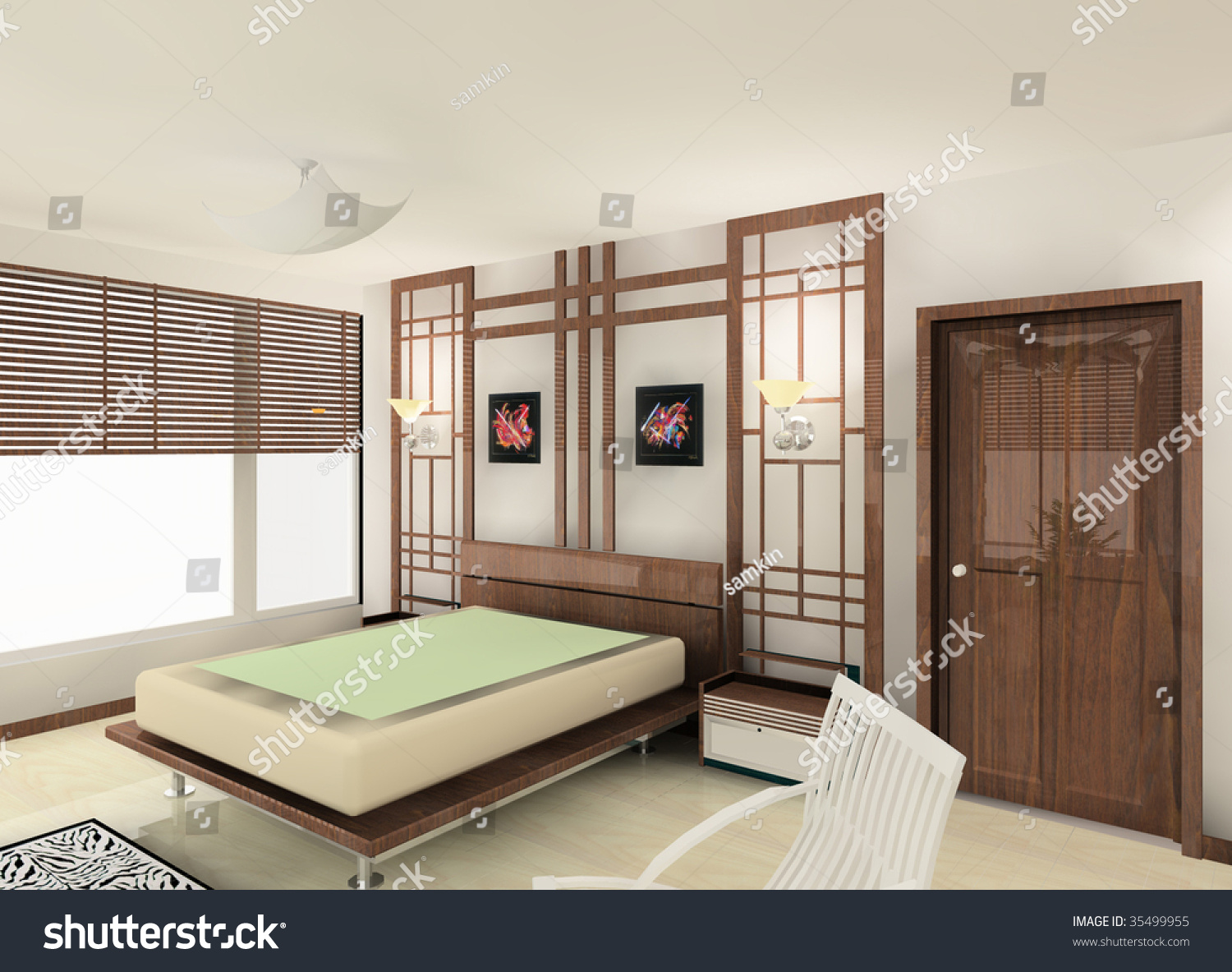 Chinese Style Bedroom Design Stockillustration 35499955