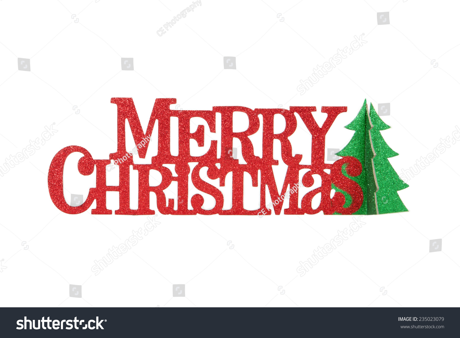 A Christmas Sign Against A White Background Stock Photo 235023079