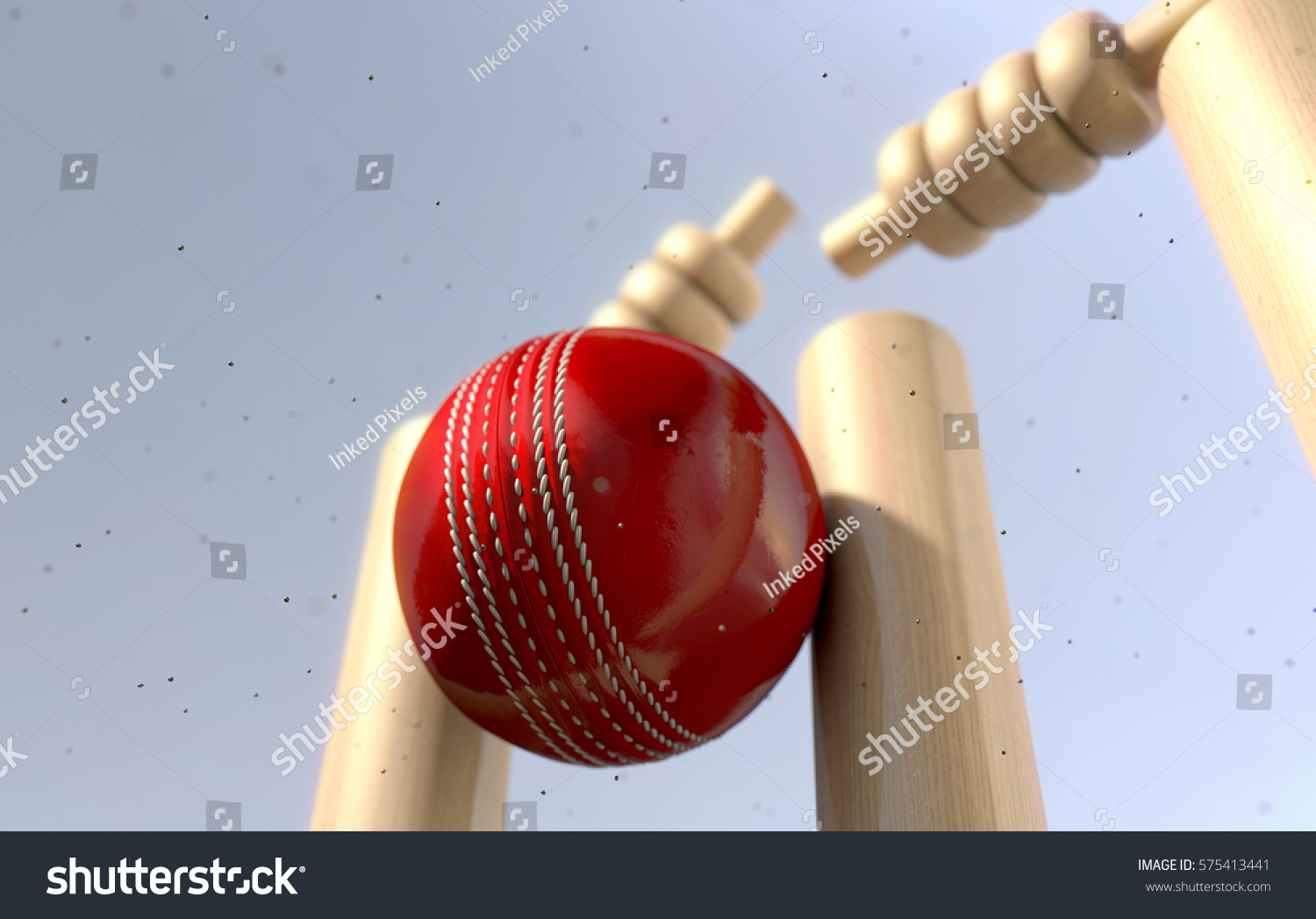 Close Red Leather Stitched Cricket Ball Stock Illustration 575413441