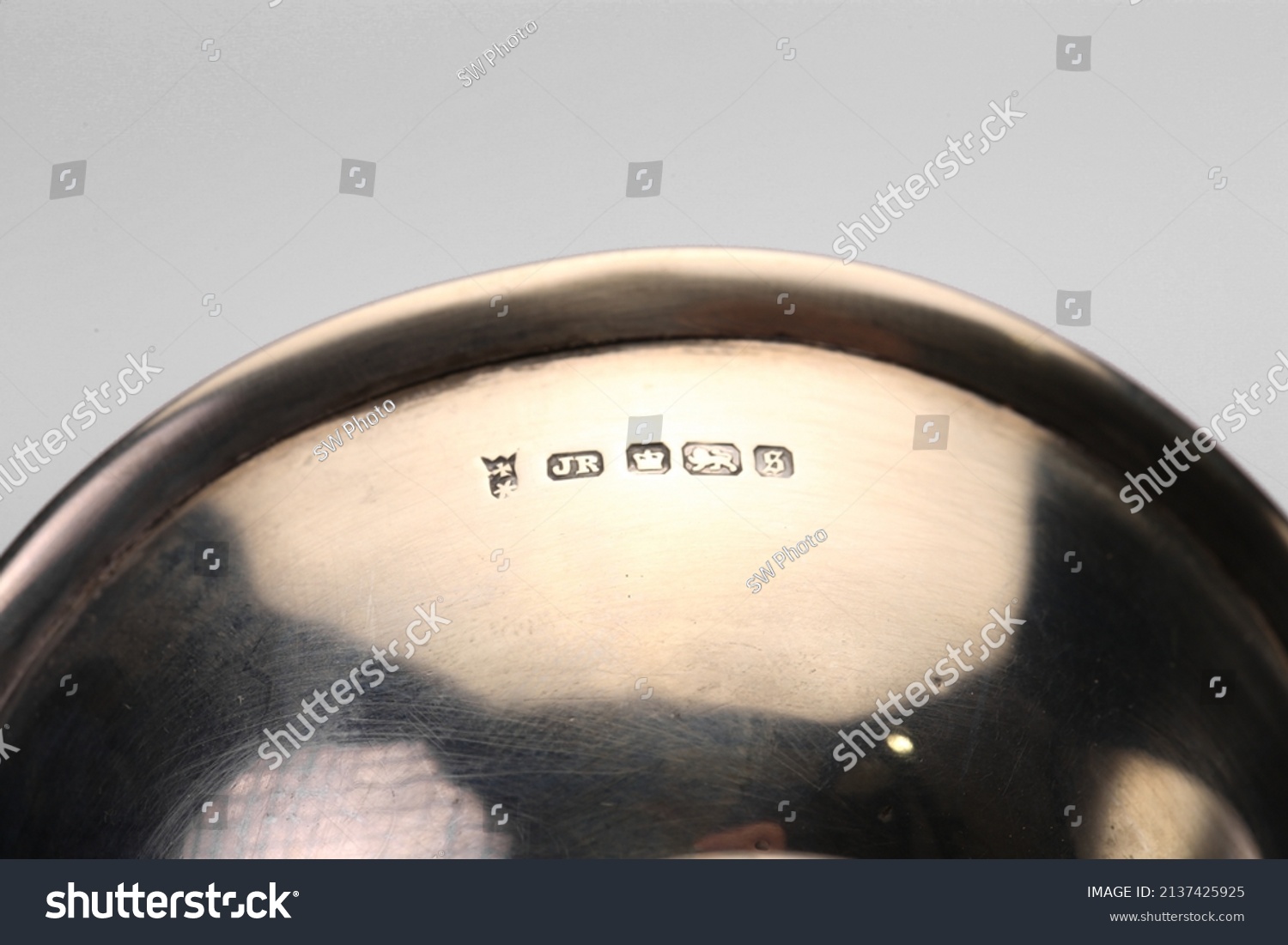 Close Silver Hallmarks Stock Photo 2137425925 | Shutterstock