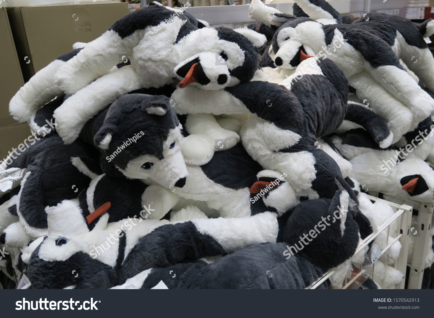 black and white husky stuffed animal