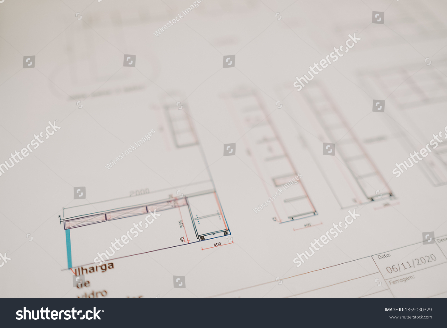 Closeup Shot Architectural Floor Plan Design Stock Photo 1859030329 