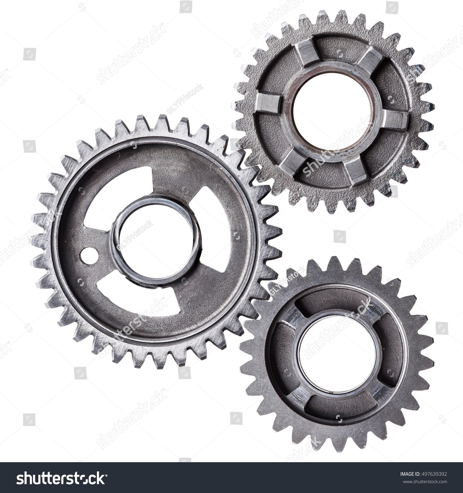 Cluster Interlocking Metal Gears Isolated On Stock Photo 497639392
