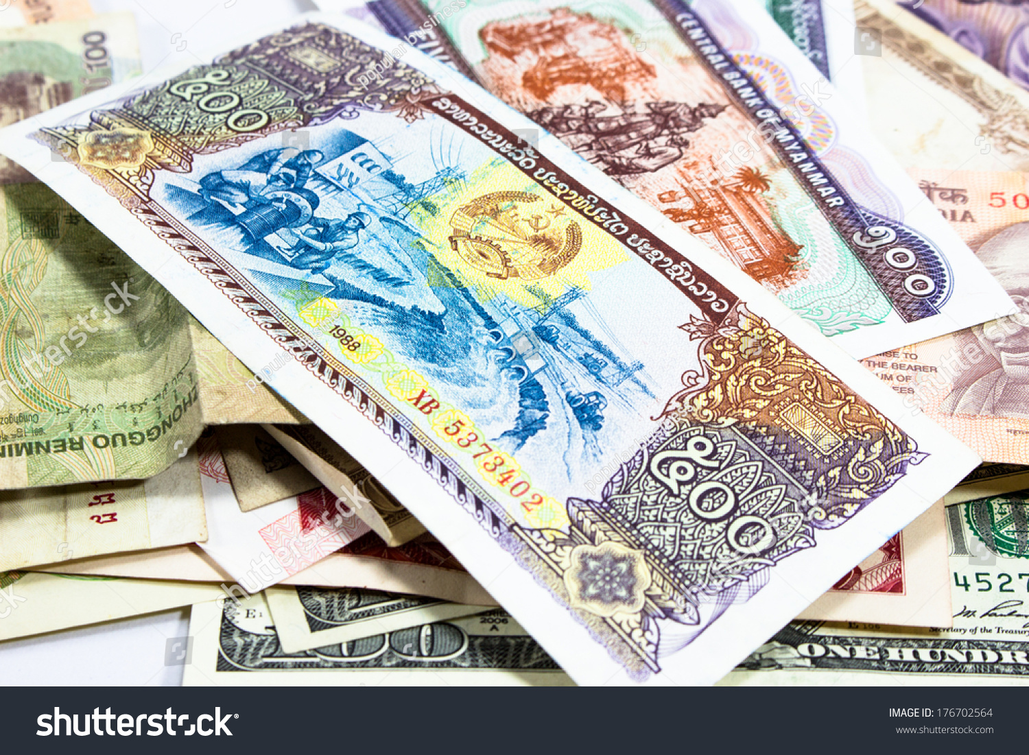Collection Various Currencies Countries Globe Stock Photo 176702564
