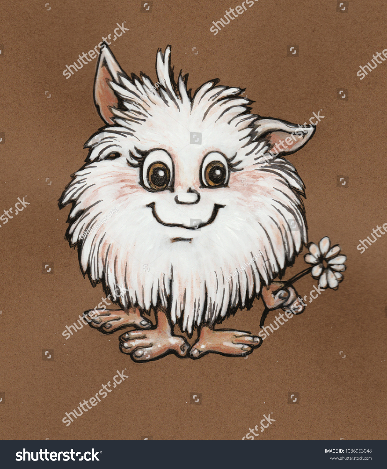 Color Drawing Kind Fluffy Monster Living Stock Illustration 1086953048