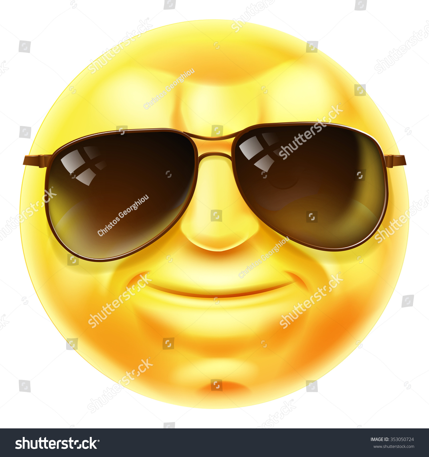 Cool Looking Emoji Emoticon Smiley Face Stock Illustration