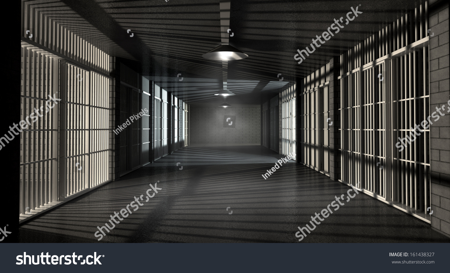 Corridor Prison Night Showing Jail Cells Stock Illustration 161438327