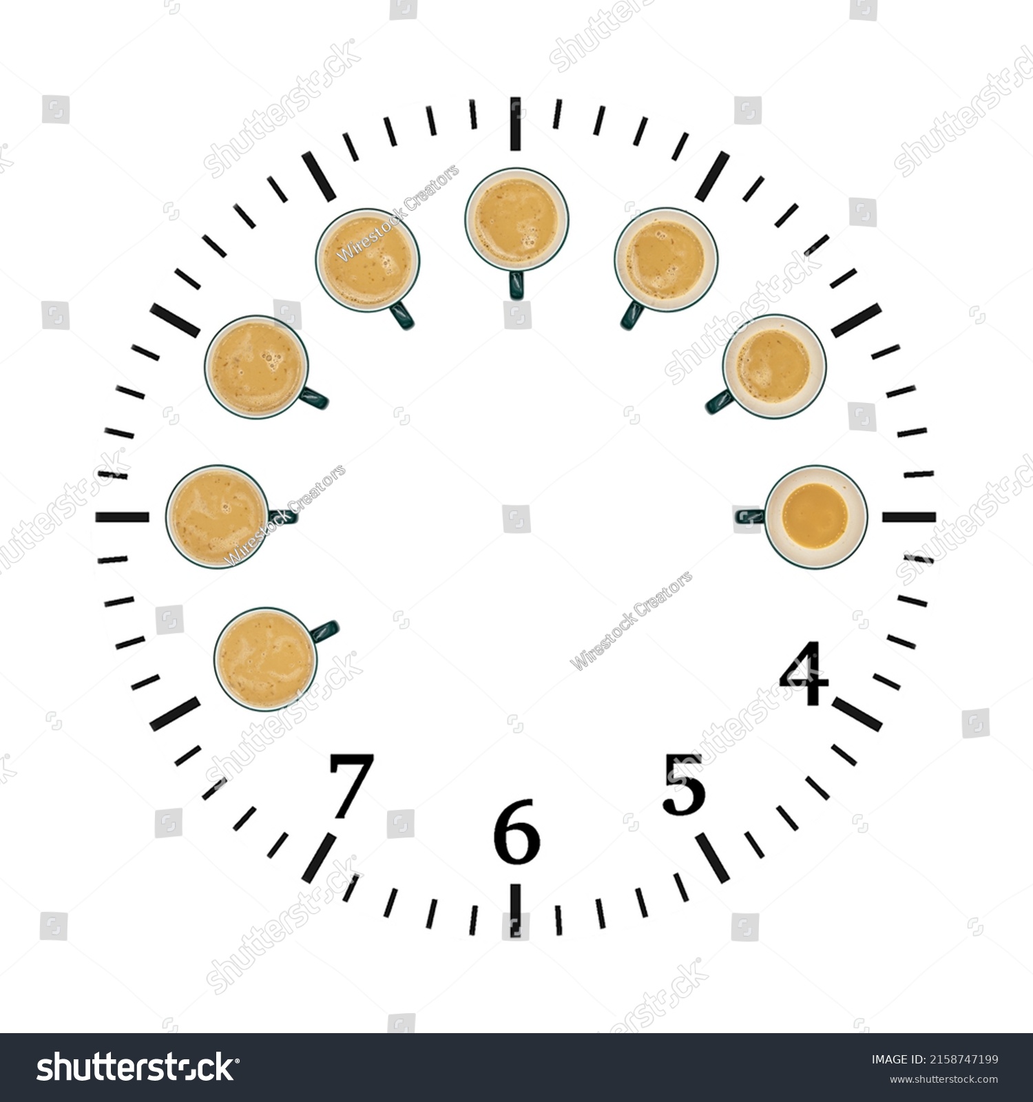 Creative Funny Clock Face Design Coffee Stock Illustration 2158747199