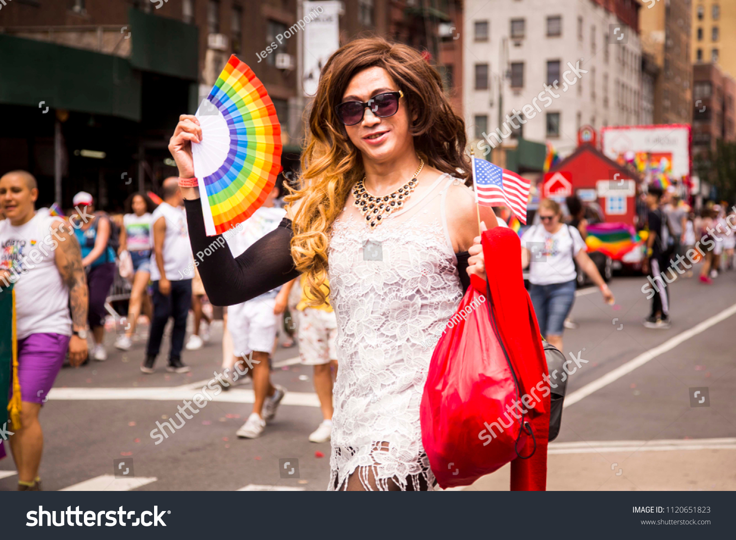 Cross Dresser Wearing Dress Sunglasses Holds Stock Photo Edit Now