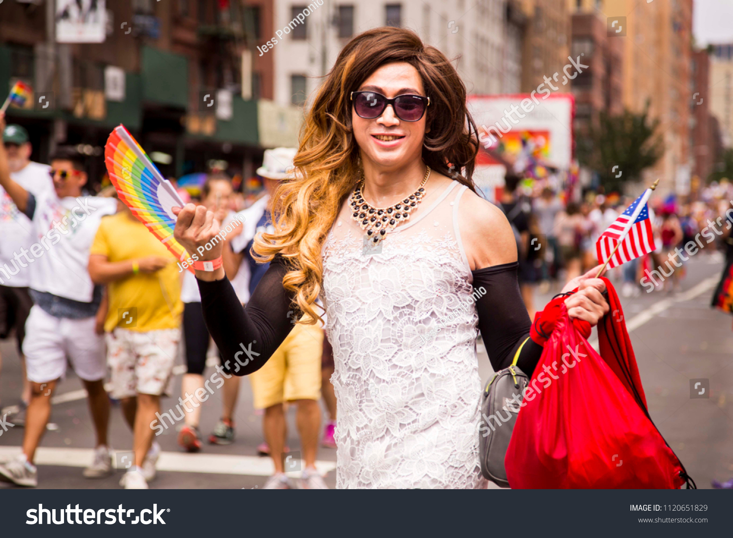 Cross Dresser Wearing Dress Sunglasses Holds Stock Photo Edit Now