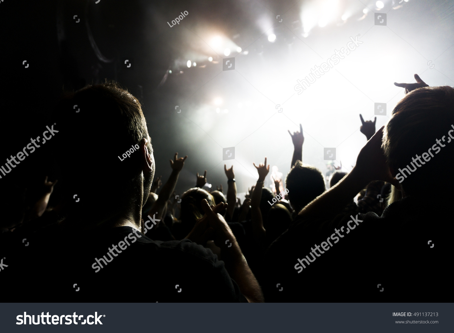 A Crowd Shadow Of People At During A Concert Stock Photo 491137213 ...