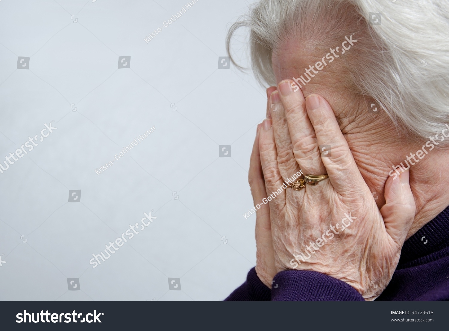 Crying Elderly Woman Covering Her Face Stock Photo 94729618 - Shutterstock