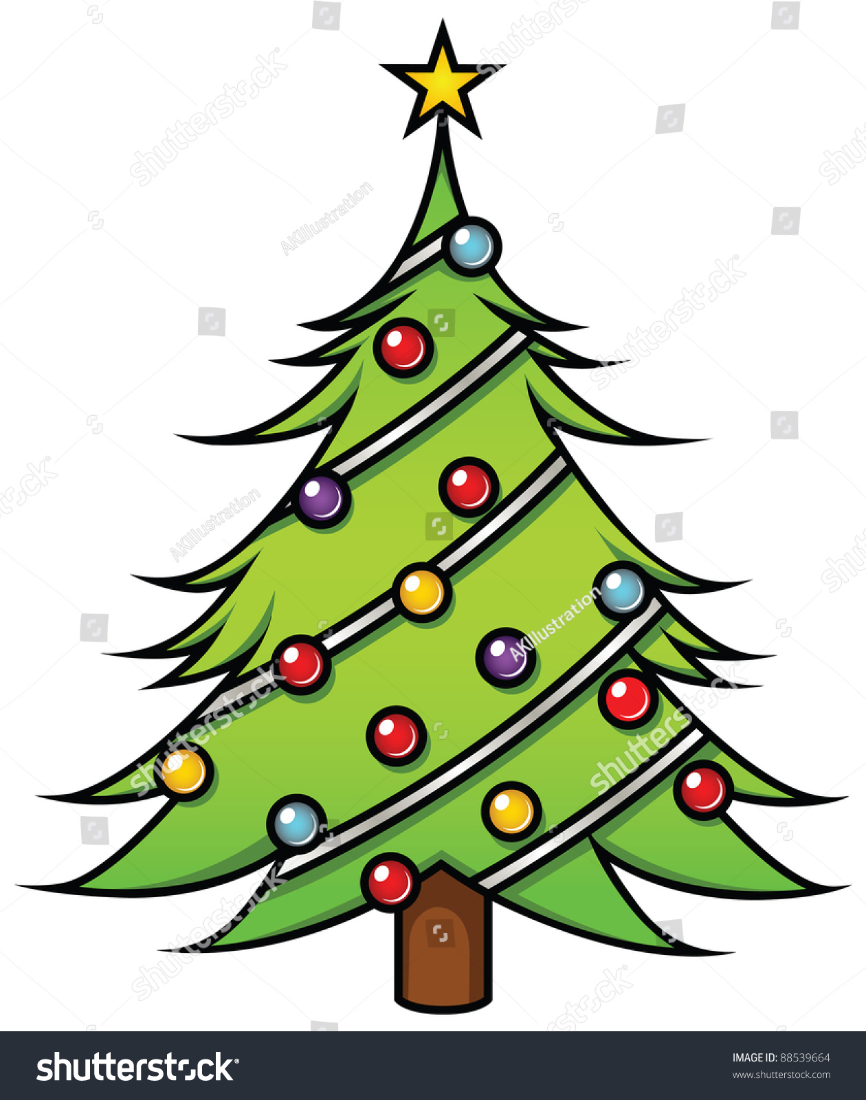 Cute Cartoon Christmas Tree On White Stock Illustration 88539664 ...