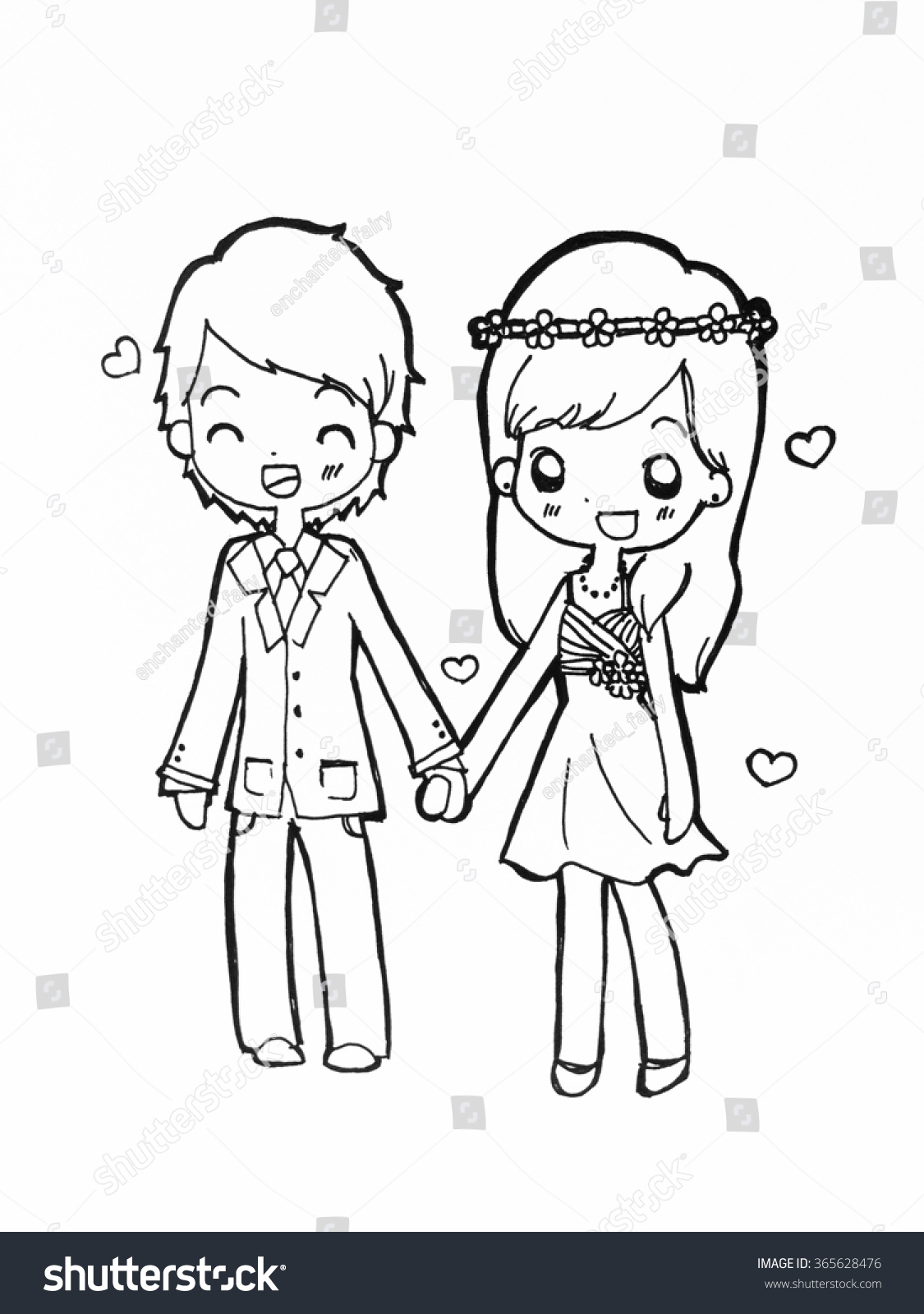 Cute Couple Love Holding Hands Hand Stock Illustration 365628476 ...