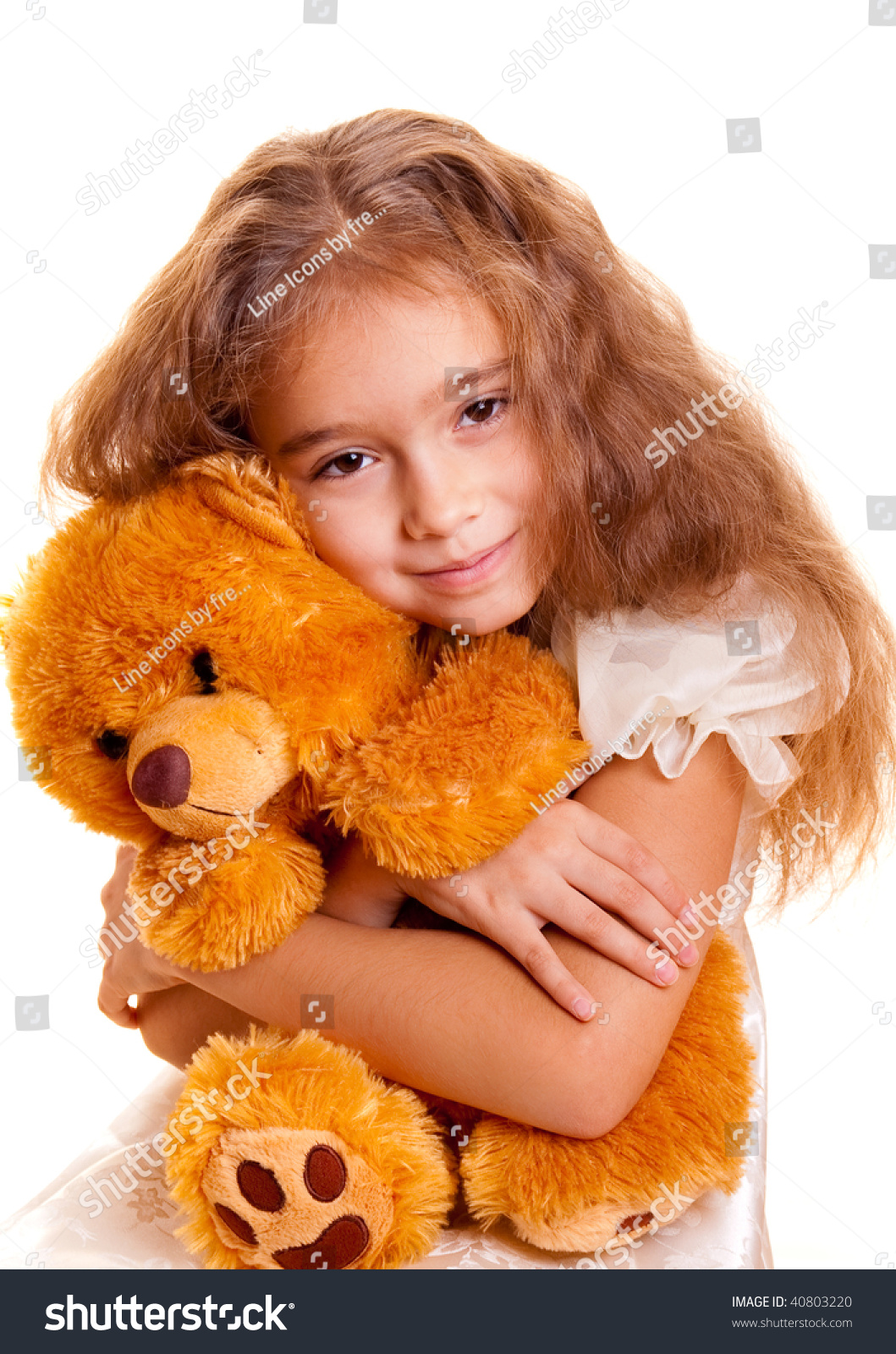 A Cute Little Girl Embracing Teddy Bear Stock Photo 40803220 : Shutterstock