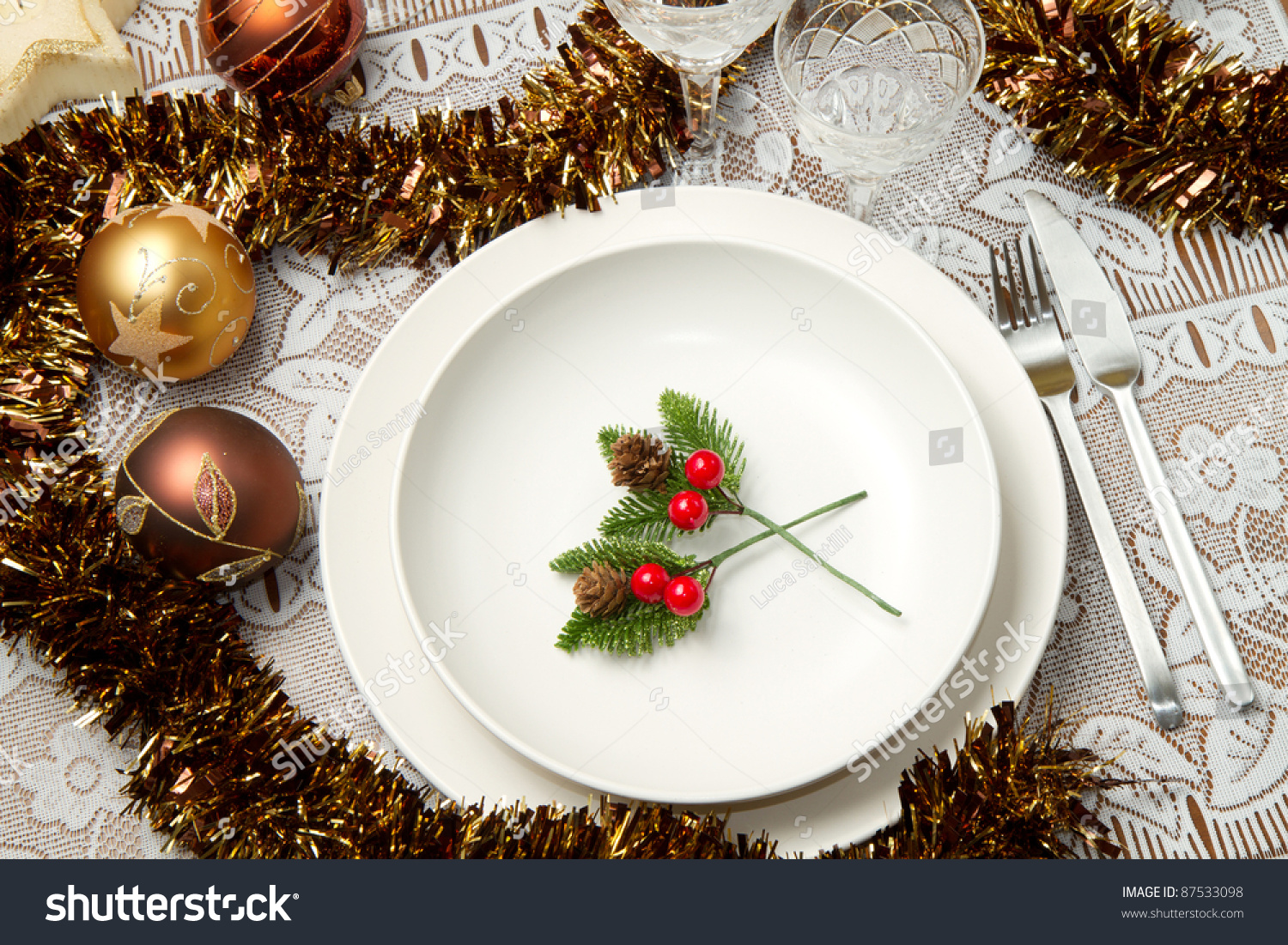 A Decorated Christmas Table Stock Photo 87533098 : Shutterstock