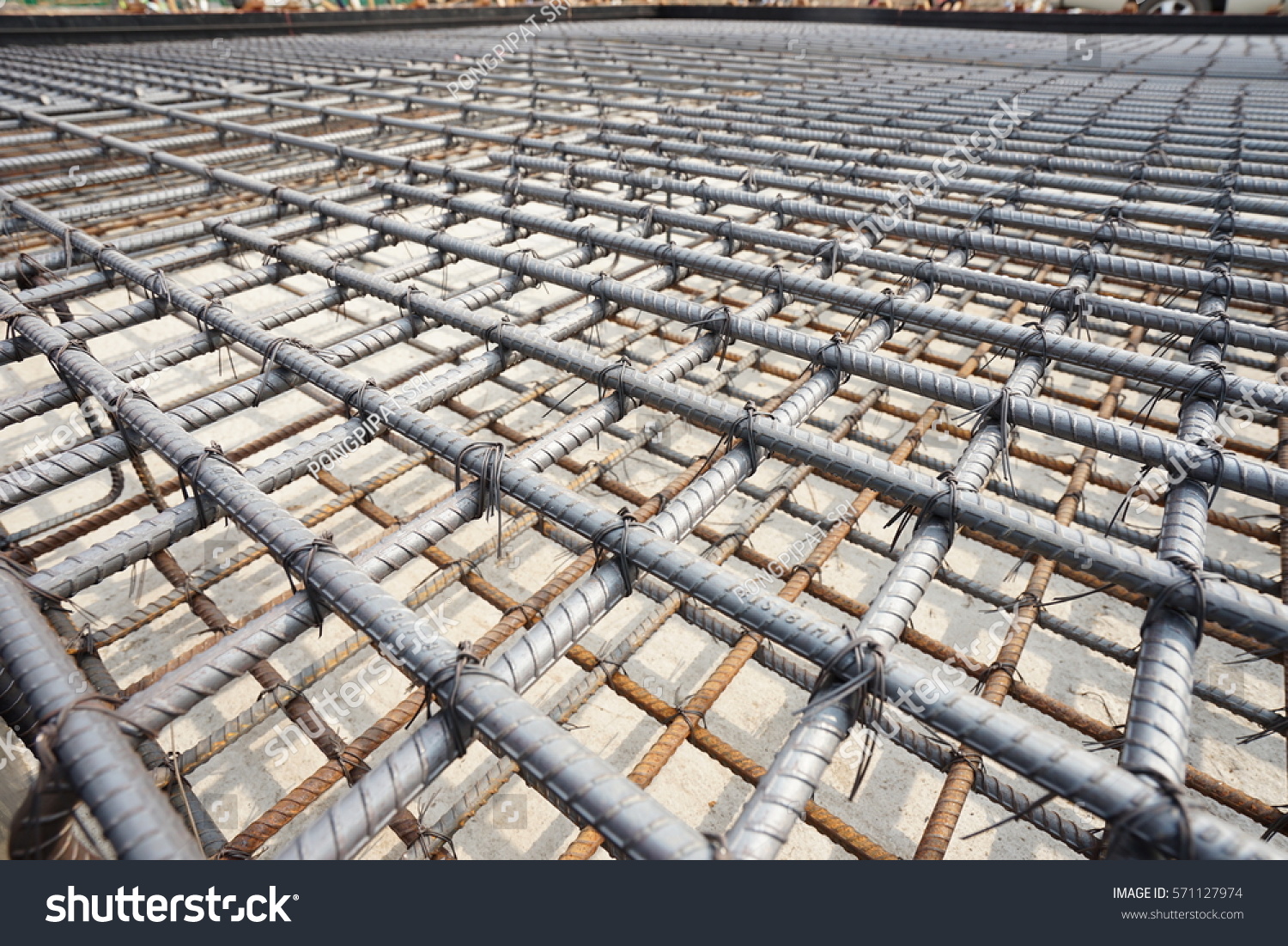 Deformed Steel Bars Frame Inside Concrete Stock Photo 571127974