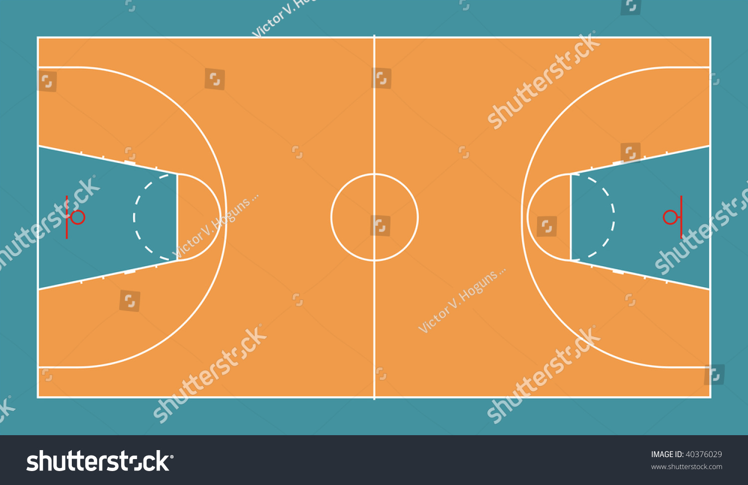 A Diagram Of A Fiba Standard Basketball Court. Stock Photo 40376029 ...