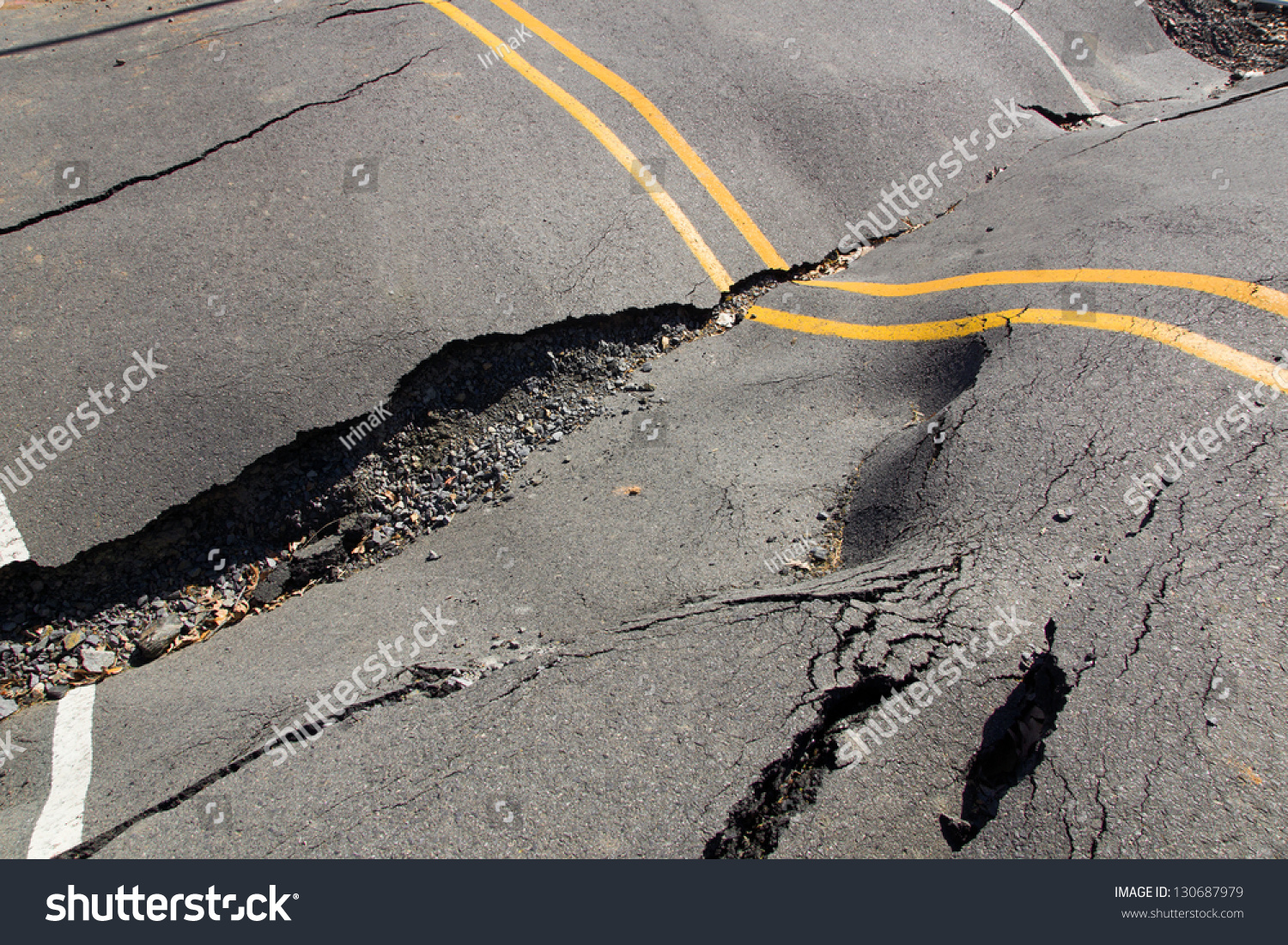 Dip Road Surface Cracks Asphalt Stock Photo 130687979 - Shutterstock