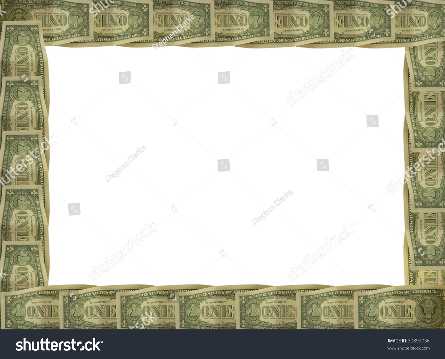 A Dollar Bill Repeated Round The Edge Of A Picture Frame Border Stock ...