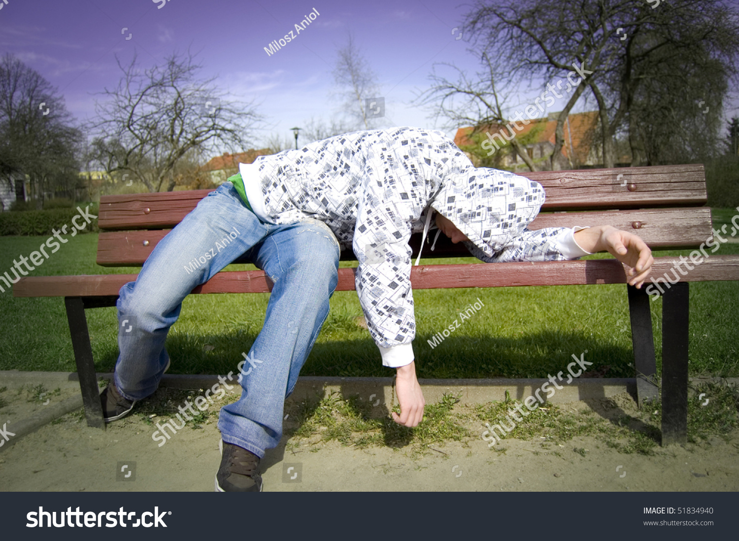 Drunken Man Lying On Park Bench Stock Photo 51834940 - Shutterstock
