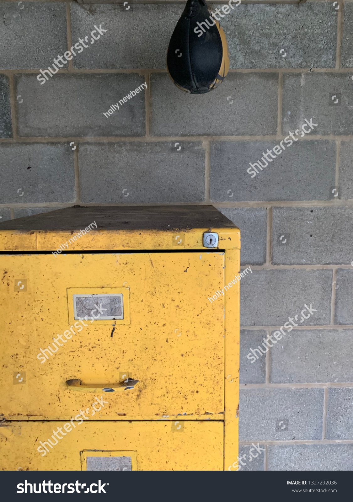 Fabulous Vintage Yellow Filing Cabinet Sits Stock Photo Edit Now