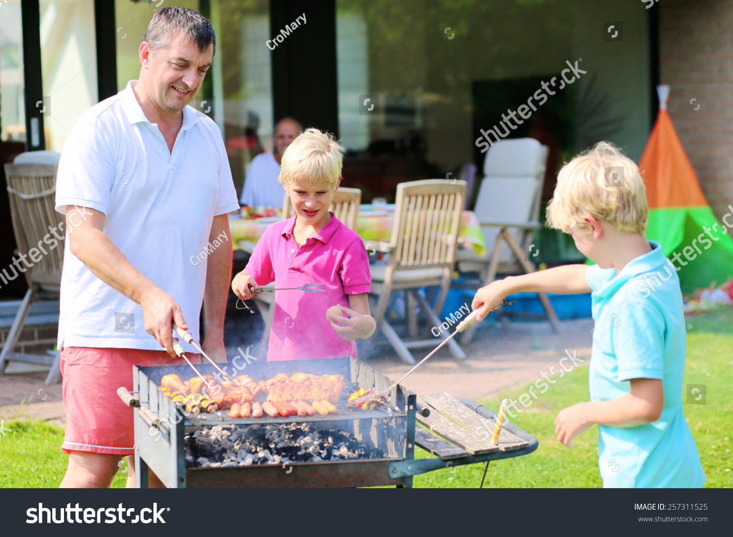 Father Sons Two Twin Teenage Boys Stock Photo 257311525 Shutterstock