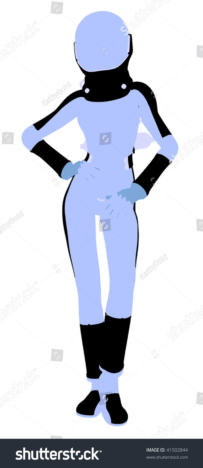 A Female Astronaut Silhouette Illustration On A White Background ...