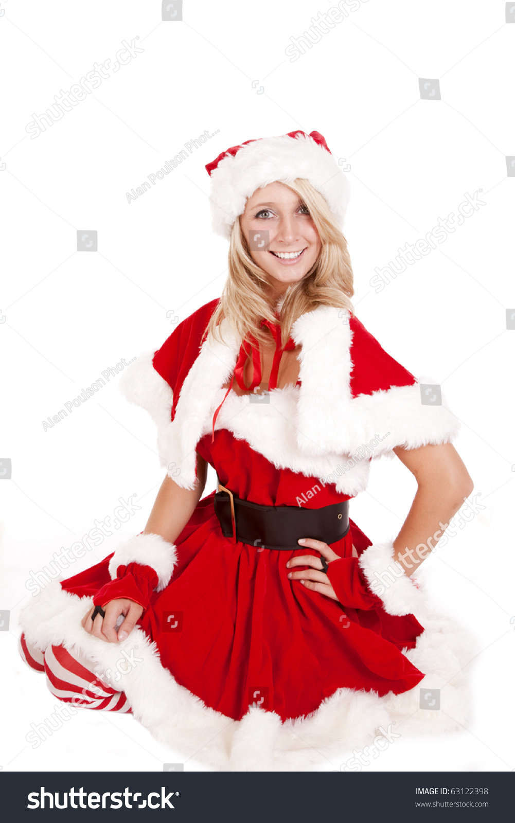 Female Dressed Santas Helper Kneeling Stock Photo 63122398 | Shutterstock