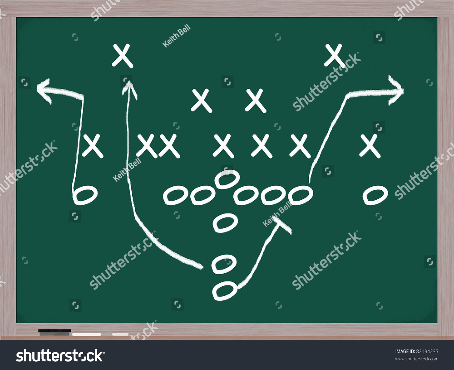 stock photo a football play diagram on a chalkboard in white chalk showing the formations and assignments 82194235