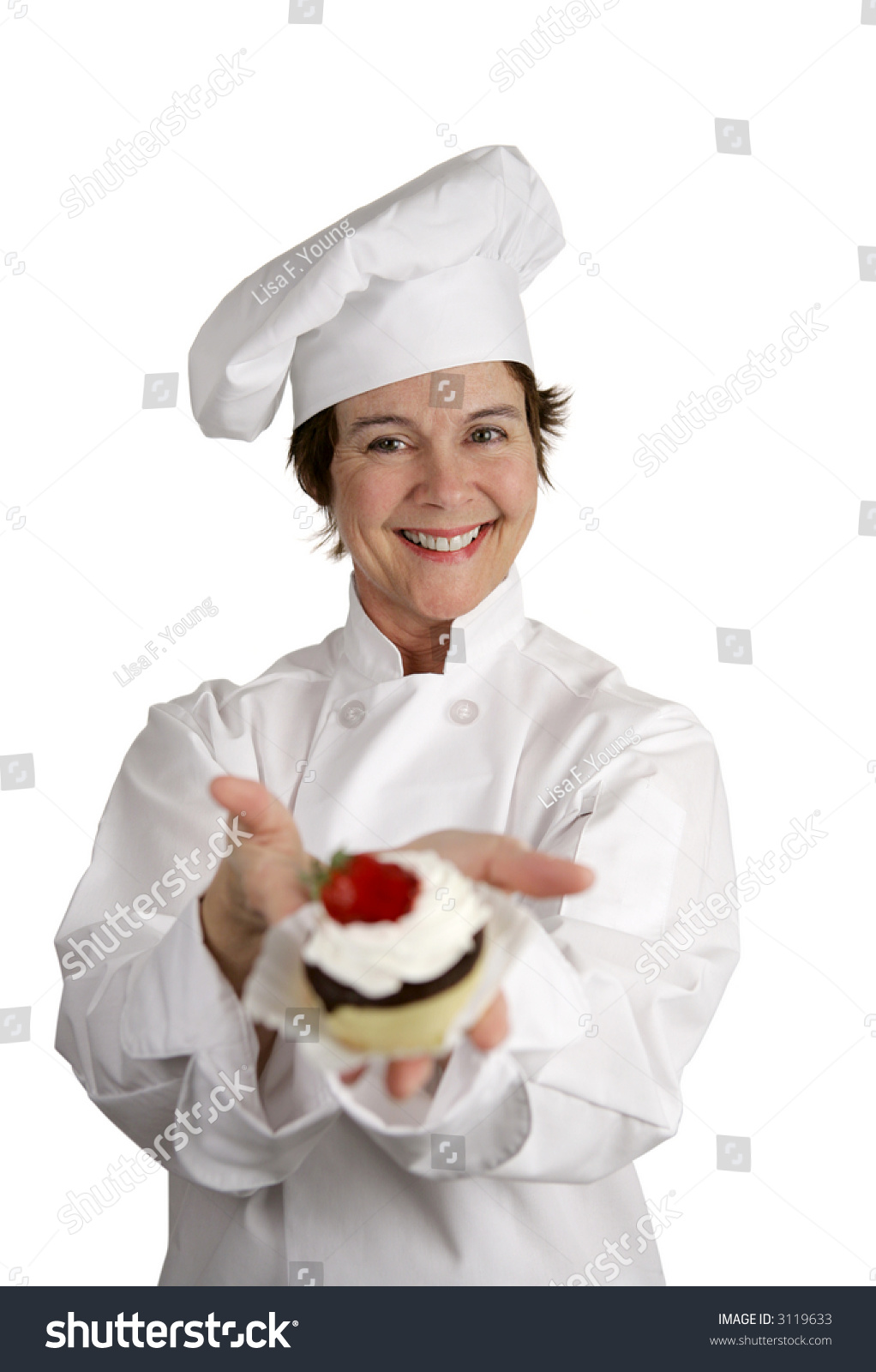 A Friendly Happy Looking Pastry Chef Holding A Dessert She Just Made ...