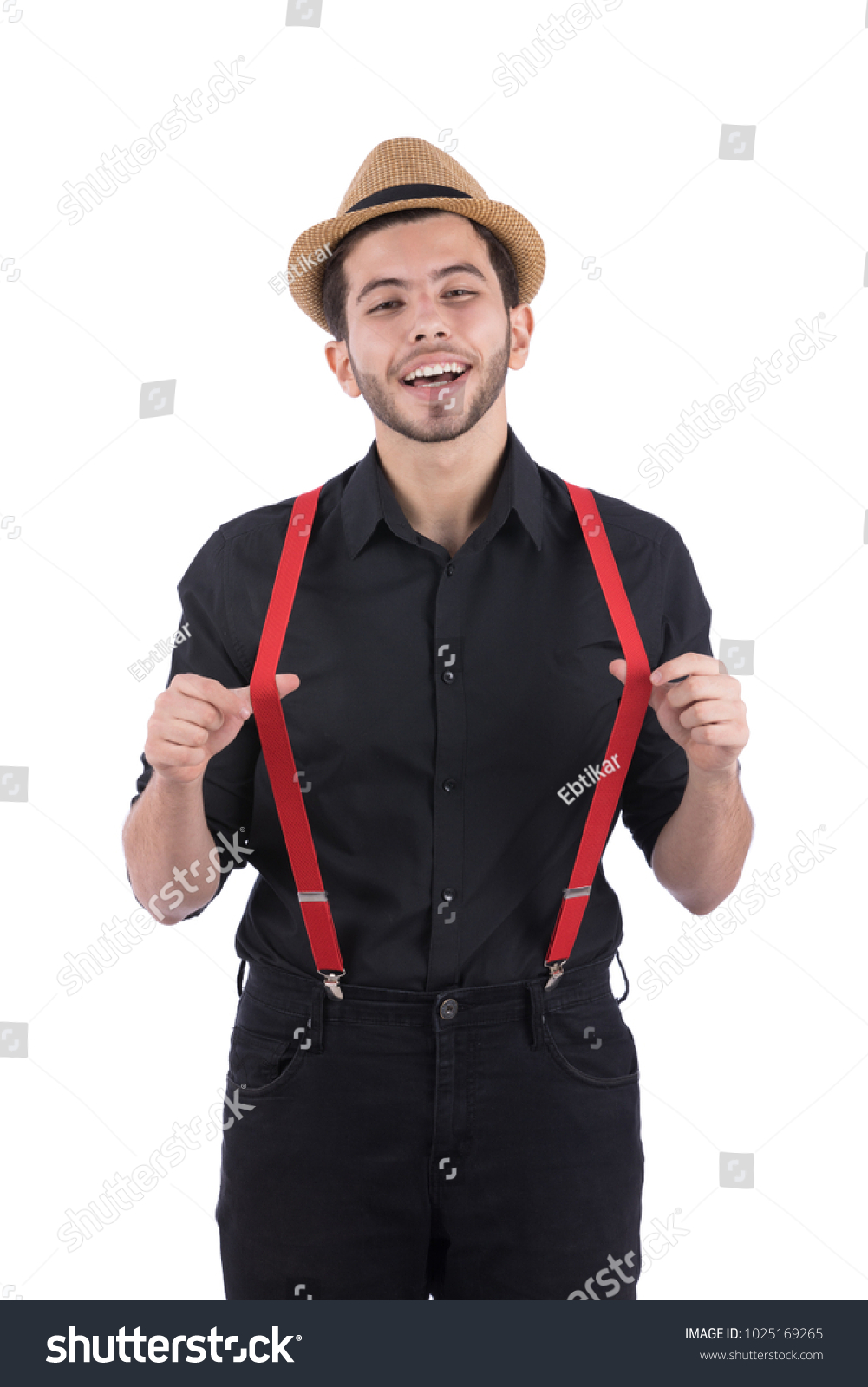 black suspenders outfit