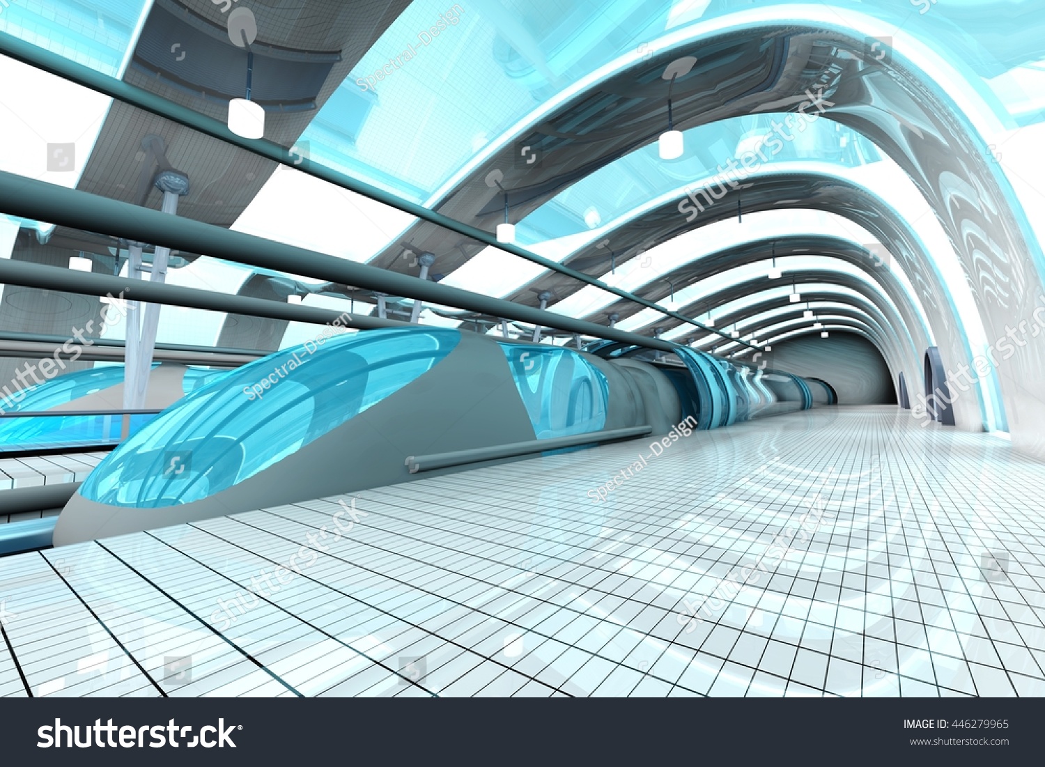 未来的な地下鉄や駅 3dイラスト のイラスト素材
