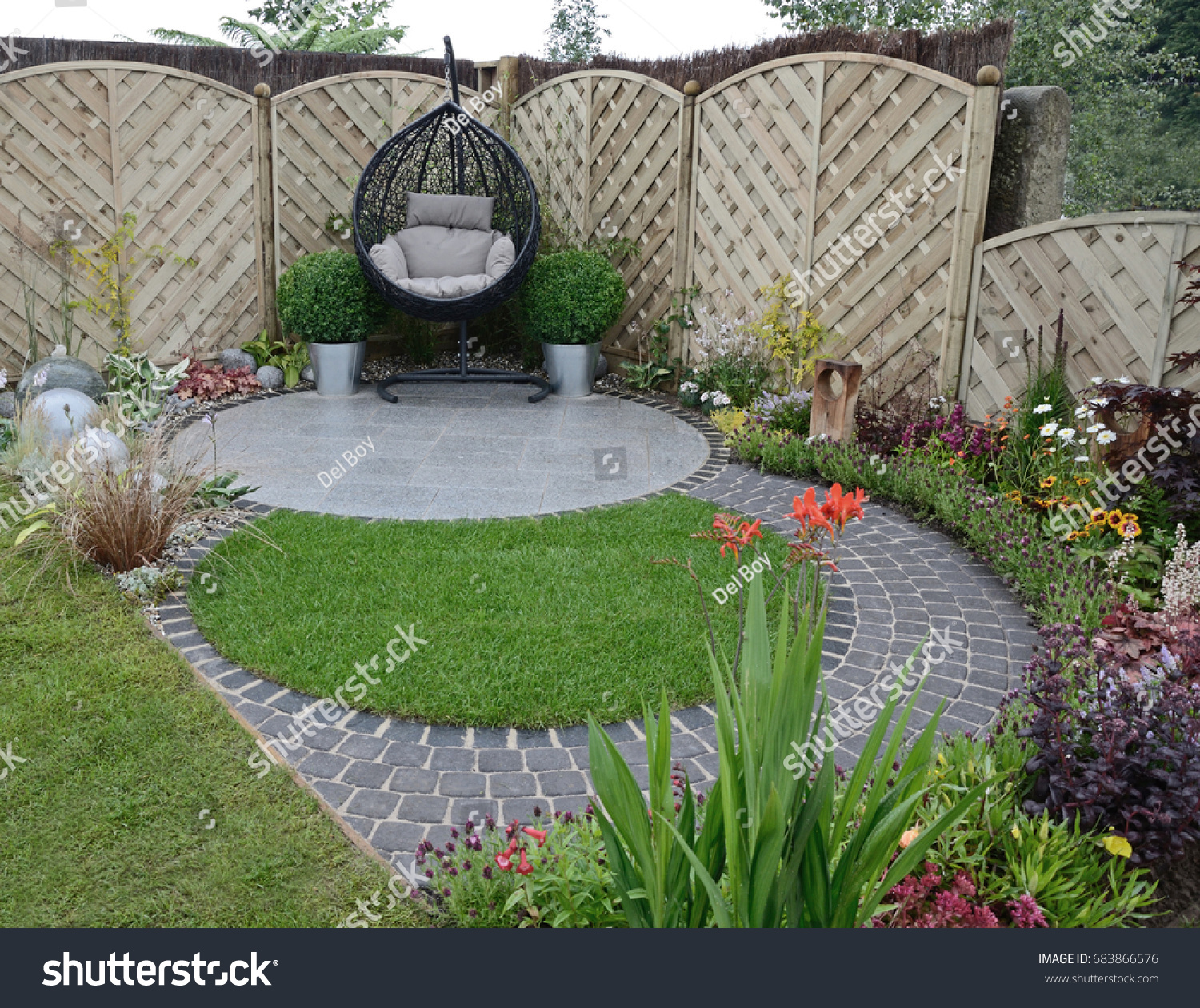 Garden Design Based On Flowing Curves Stock Photo (Edit Now) 683866576