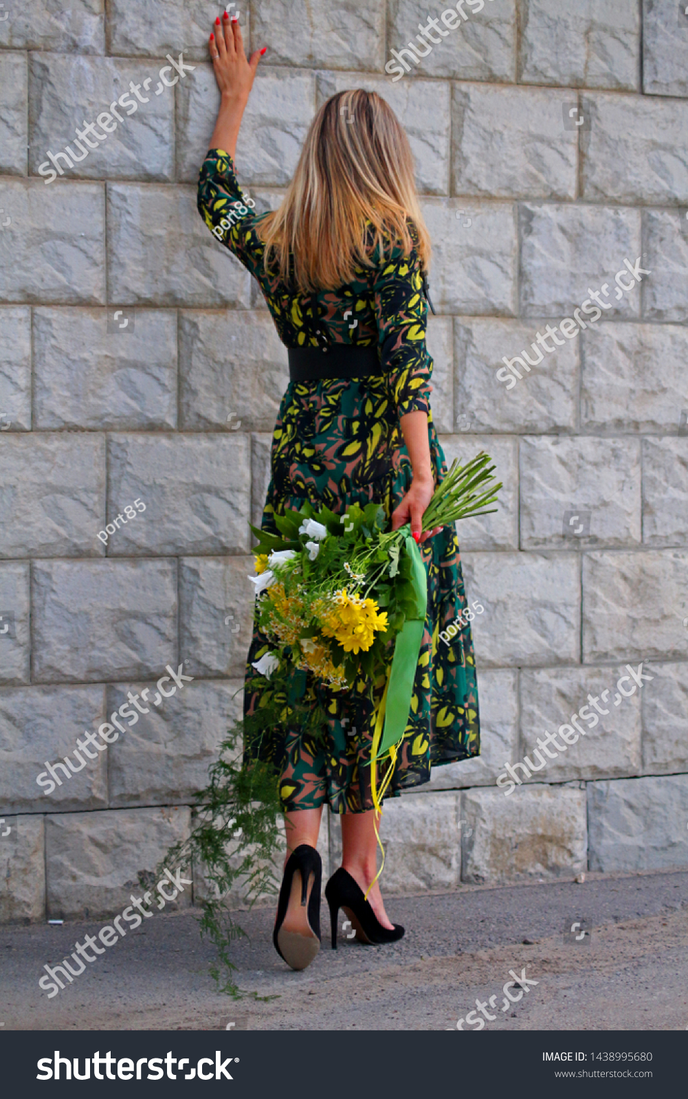green dress with yellow flowers