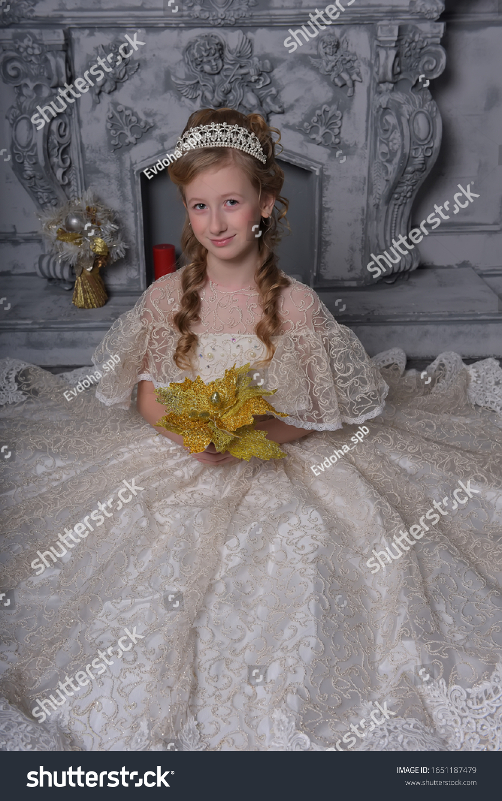 white dress with gold flowers