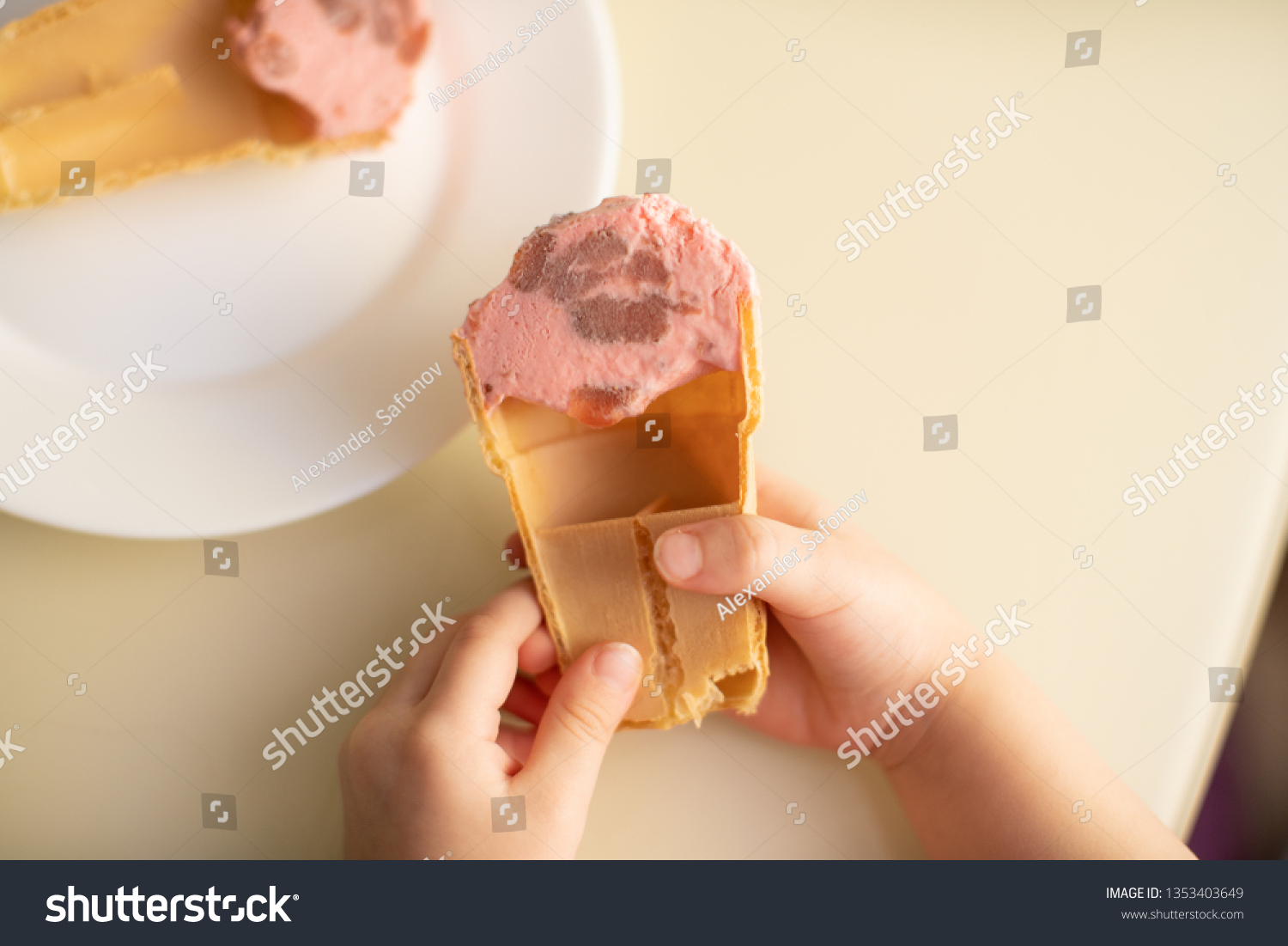 Glass Ice Cream Half Empty Cut Stock Photo Edit Now