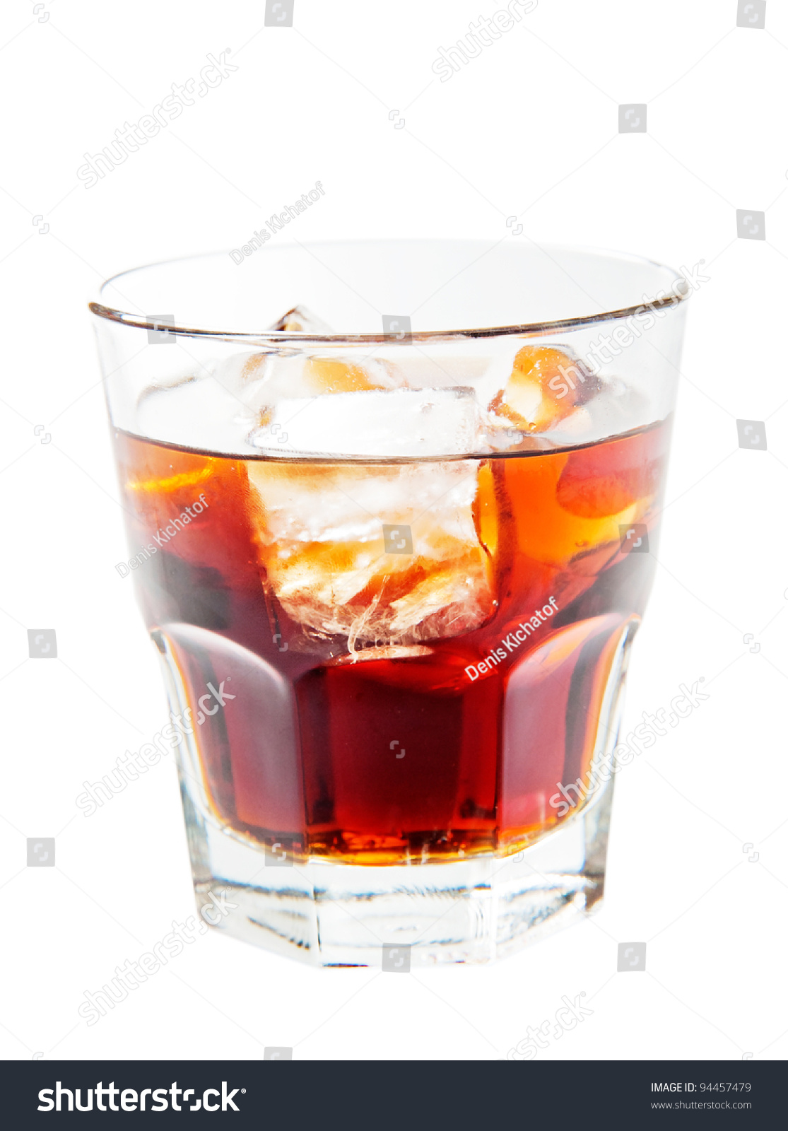 A Glass Of Rum And Coke Isolated On White Background Stock Photo ...