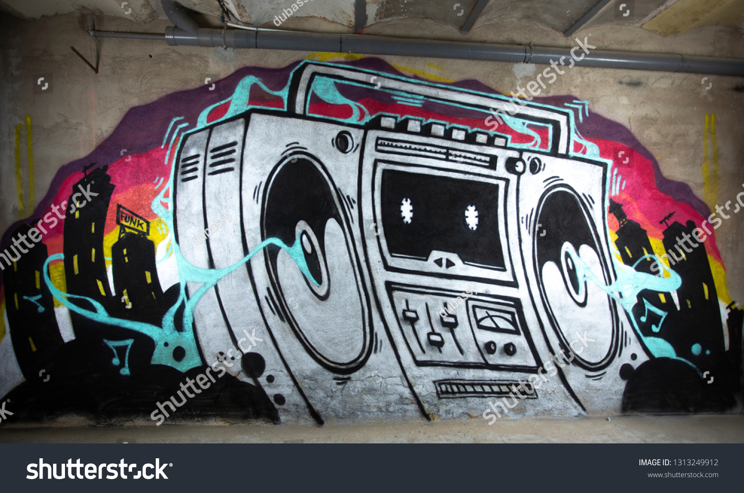 Graffiti Artwork Boom Box Ghettoblaster On Stock Photo Edit Now 1313249912