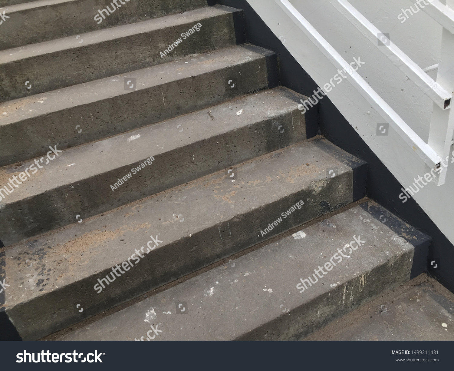 Gray Concrete Staircase White Railings On Stock Photo 1939211431 ...