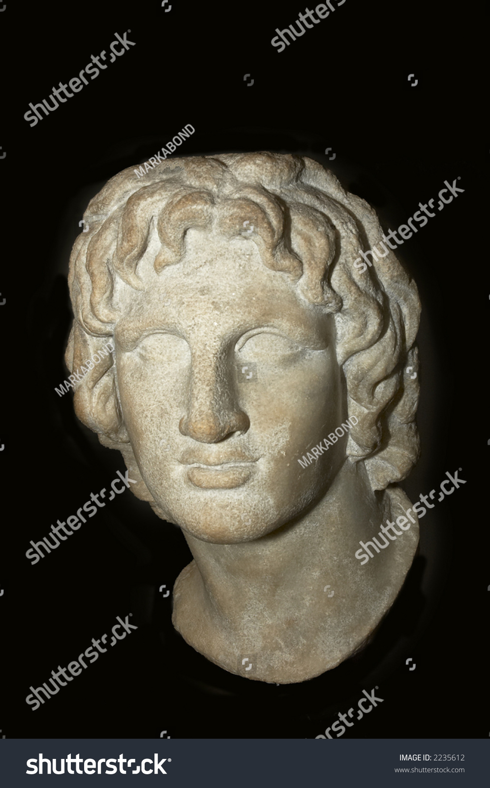 A Greek Statue Of A Head Isolated On Black Stock Photo 2235612 ...